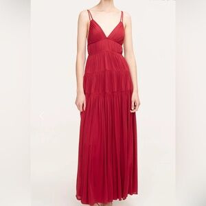 Rebecca Taylor Red Halter Pleated Cocktail Dress